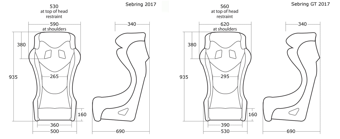 Cobra Sebring T — Standard vs GT width comparison