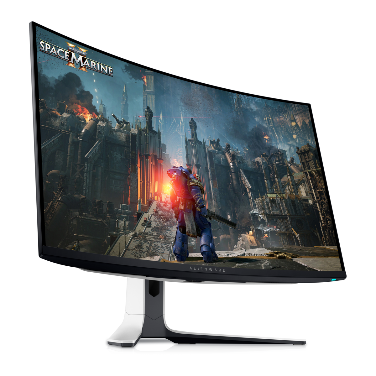 Alienware AW3225QF curved QD-OLED monitor angled view